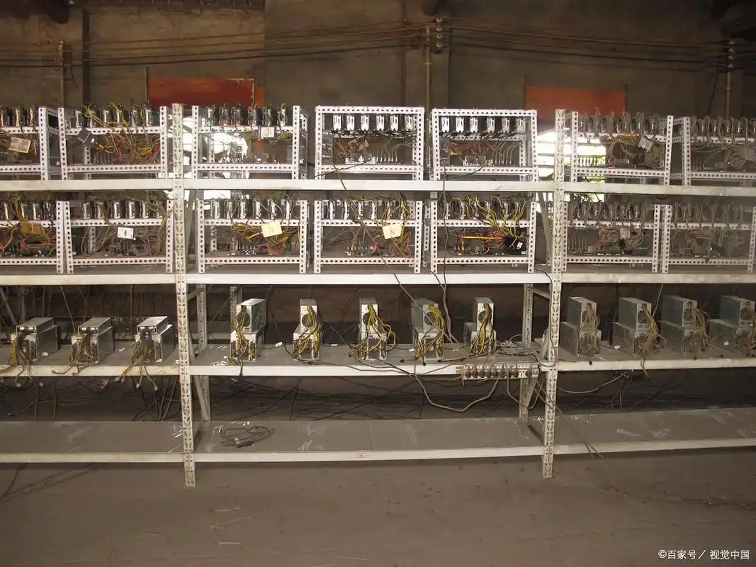 A large-scale mining farm hosting various cryptocurrency miners, including Kaspa rigs